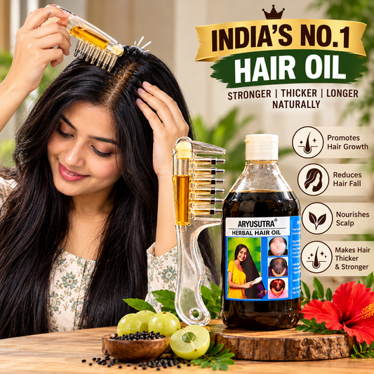 Aryusutra Herbal Hair Oil 500ml with Free Comb Applicator | Hair Care Oil for Men & Women
